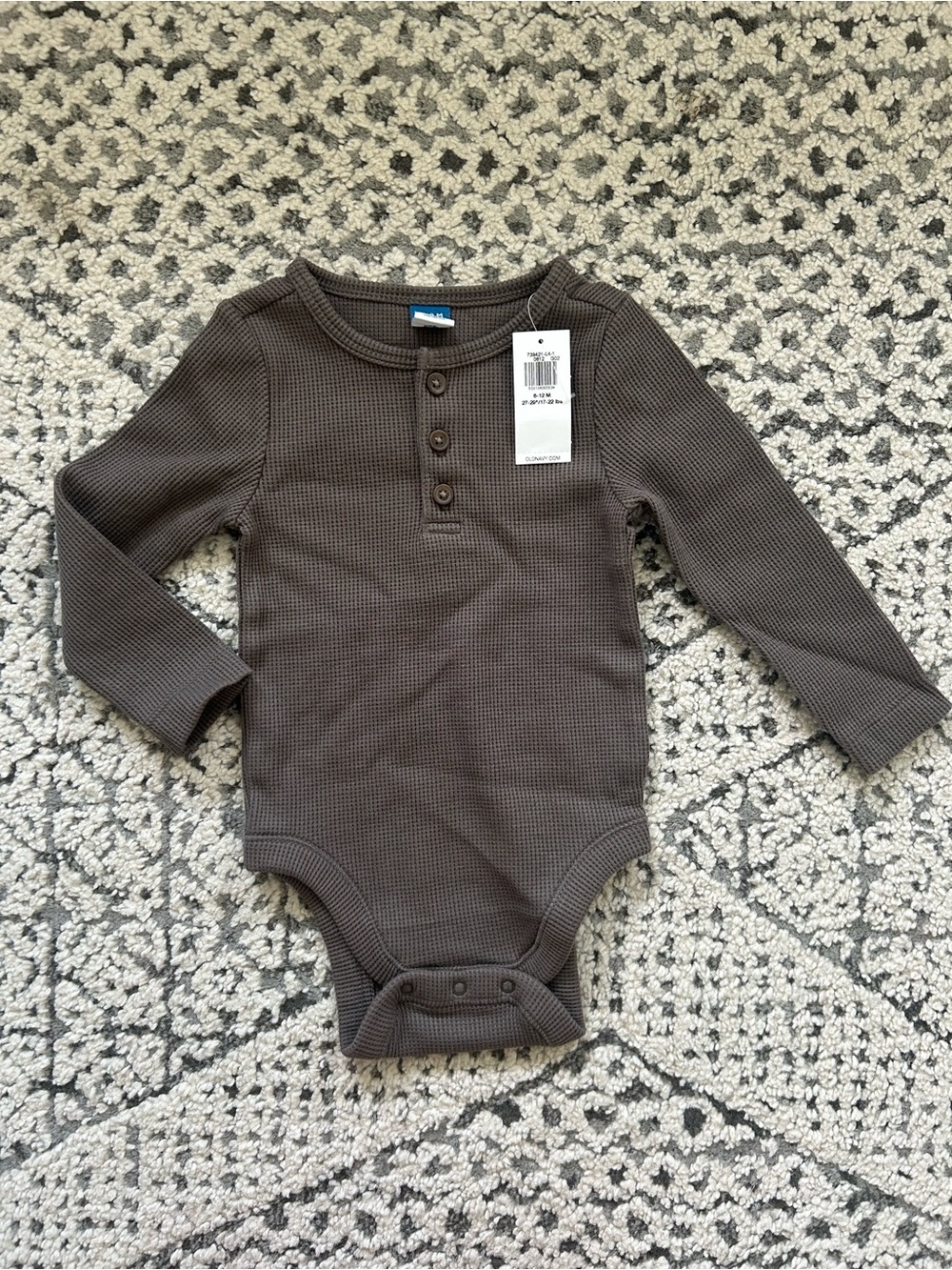 Old Navy Brown Waffle Henley Baby One-Piece